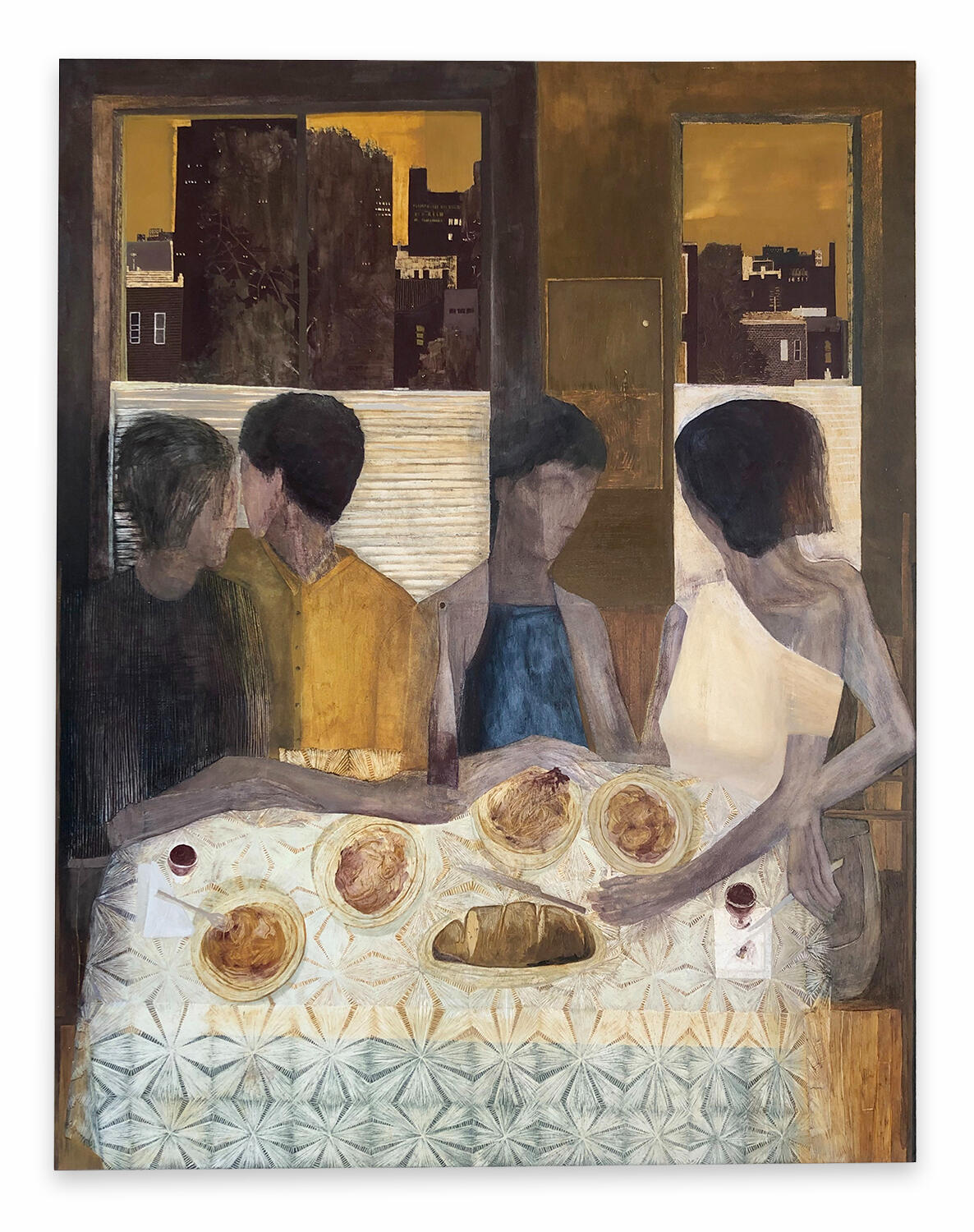 Stitches. 2021. Oil paint on hardboard. 20 x 16 inches.