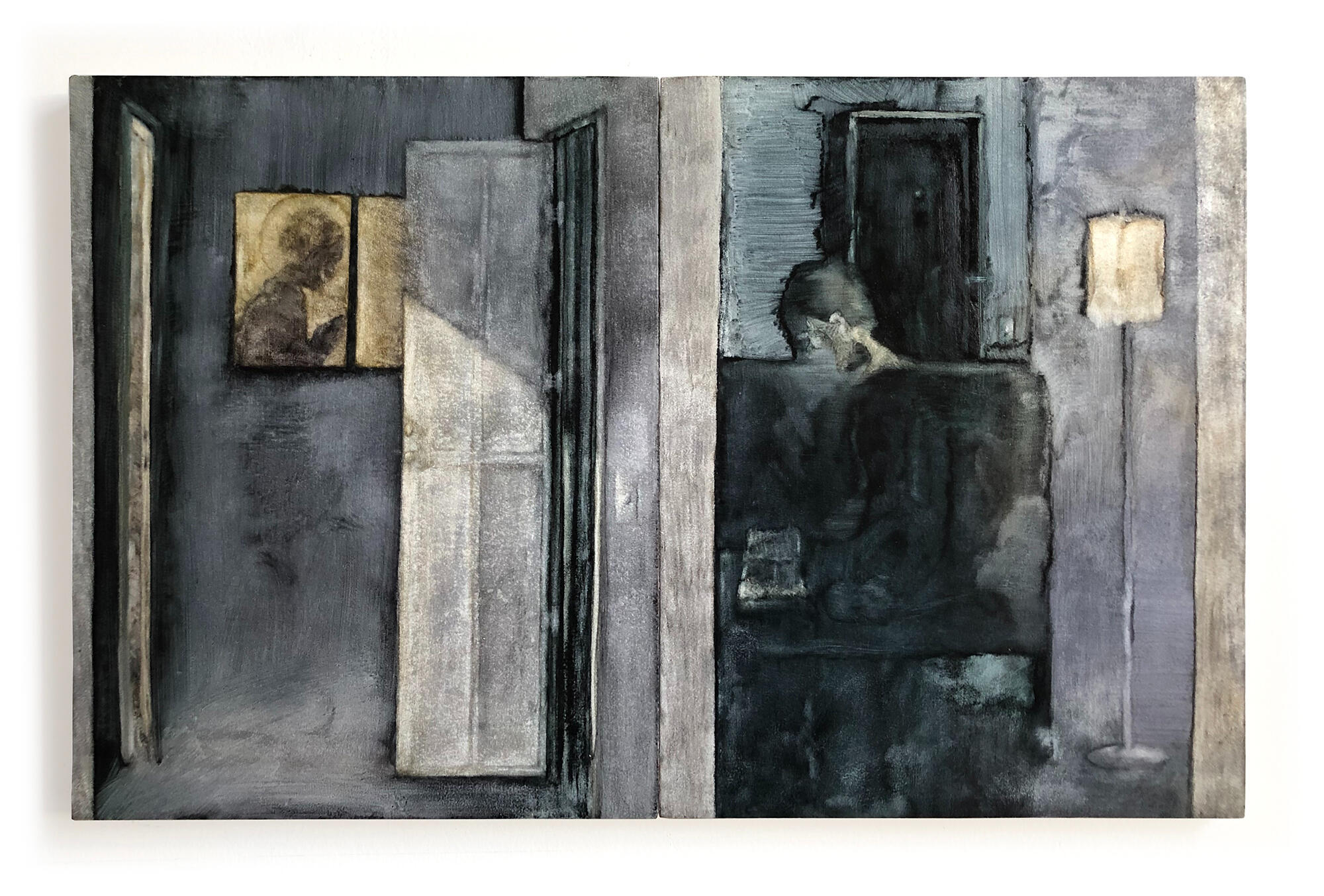 Conversion 1. 2020. Oil paint on wood panels. 14 x 22 inches.