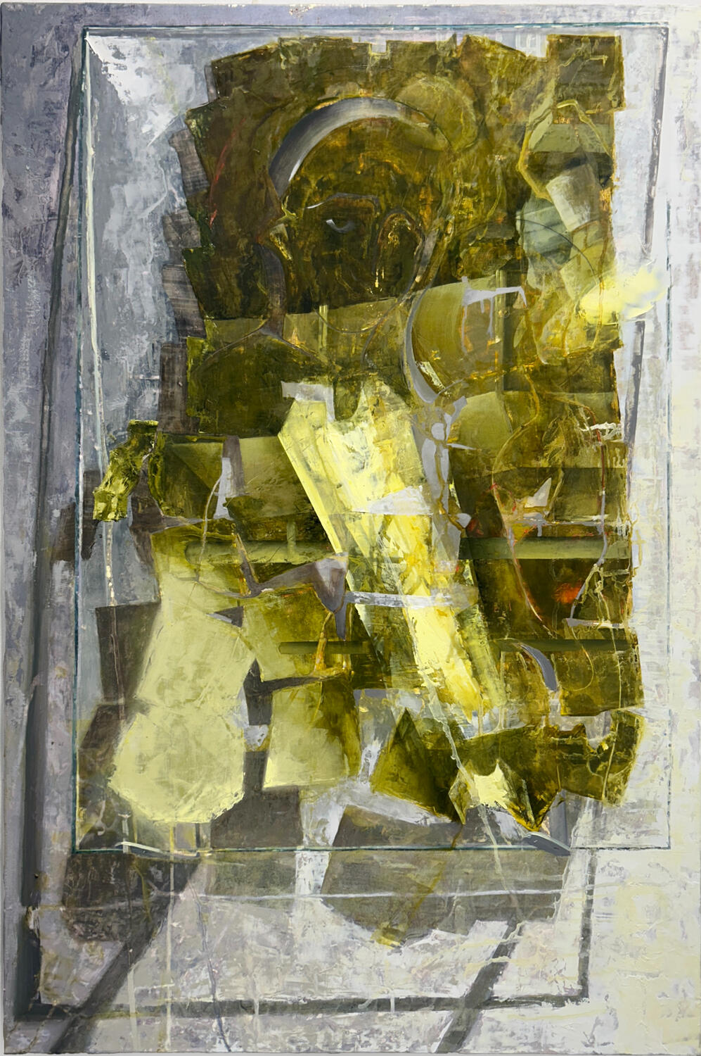 After Berlinghiero 1, 2024, Egg tempera, oil paint, rabbit skin glue, marble dust, muslin on panel, 31 5/8 x 21 1/8&quot;