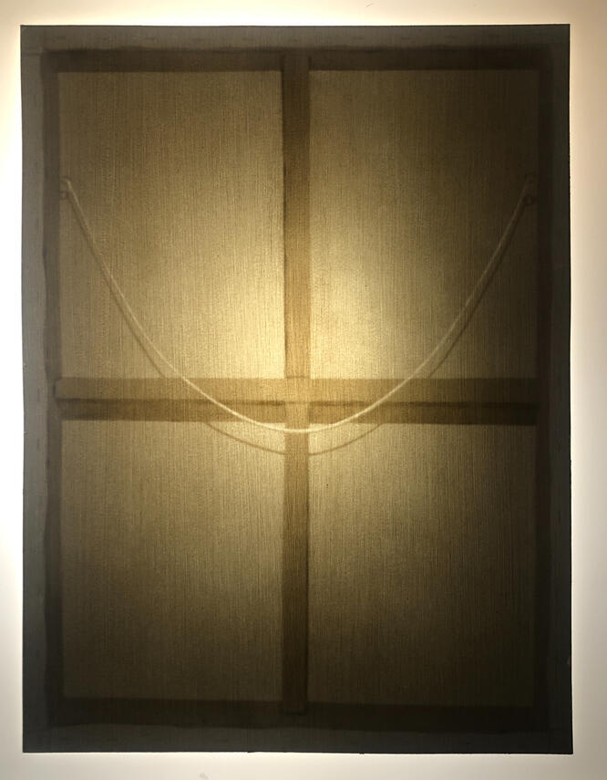 Untitled, 2023, carved paper and light, 16 x 12 inches