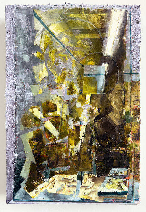 After Berlinghiero III, 2025, Oil and acrylic on canvas over panel, 12 x 7 7/8 inches