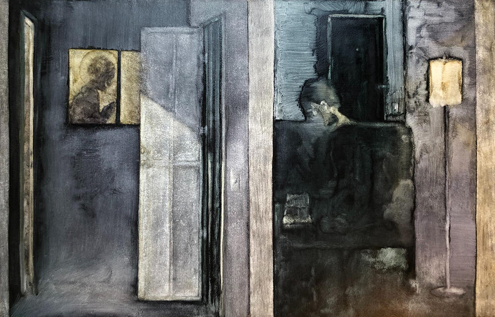 Conversion 1, 2020. Oil paint on panels (diptych). 14 x 22"