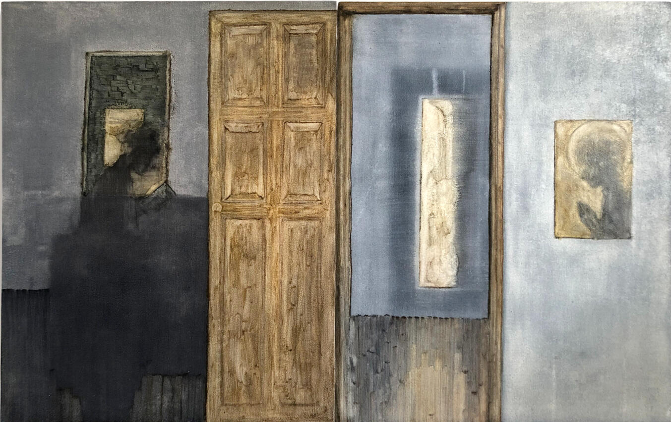 Conversion 2, 2020. Oil paint on panels (diptych). 14 x 22"